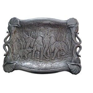 Vintage Elephant Tray by Arthur Court 1987 Heavy 2 Sided with Feet